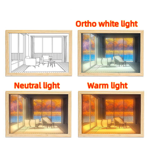 LED Decorative Light Painting Bedside Picture Style Creative Modern Simulate Sunshine Drawing Night Light Gift