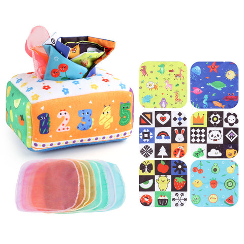 Baby Early Childhood Education For Baby Tear-proof Tissue Box Paper Extraction Toy Educational Comfort Tissue Exercise Early Education Cloth Book