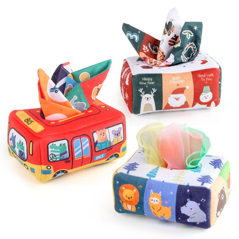 Baby Early Childhood Education For Baby Tear-proof Tissue Box Paper Extraction Toy Educational Comfort Tissue Exercise Early Education Cloth Book