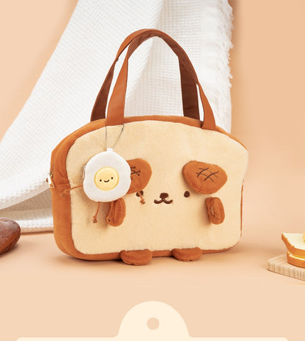 Vafsky Women's School Messenger Bags Kawaii Dog Toast Plush Shoulder Bag Female Handbags Fashion Brown Large Capacity Bags