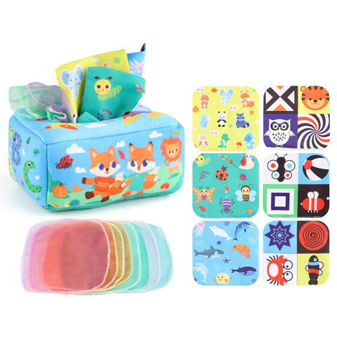 Baby Early Childhood Education For Baby Tear-proof Tissue Box Paper Extraction Toy Educational Comfort Tissue Exercise Early Education Cloth Book
