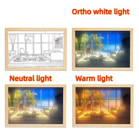 LED Decorative Light Painting Bedside Picture Style Creative Modern Simulate Sunshine Drawing Night Light Gift